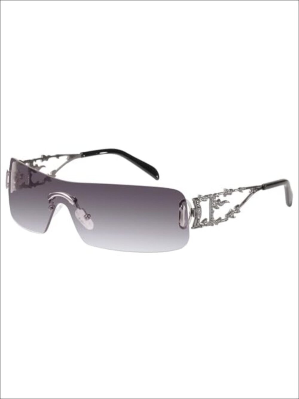 Rimless Wrap Around Sunglasses Retro Y2K UV400 Gradient Lens
